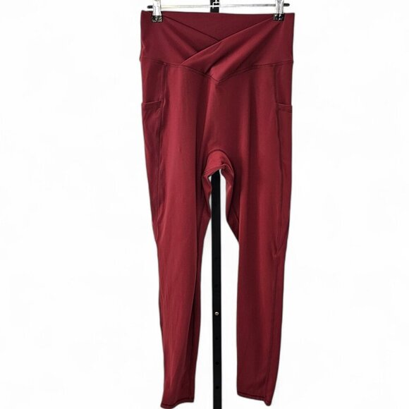 Buffbunny Womens Siren Leggings, Crossover Waist, V-Back, Red, Athletic, Size L - Picture 1 of 8